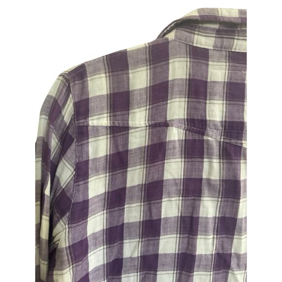 Volcom Womens Medium Cotton Purple Plaid Luna Long Sleeve Button Top #5650 - Picture 8 of 15